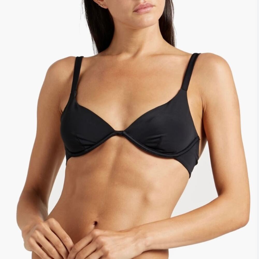 NWT Onia Anna Bikini Top - Ribbed - Black - Size L